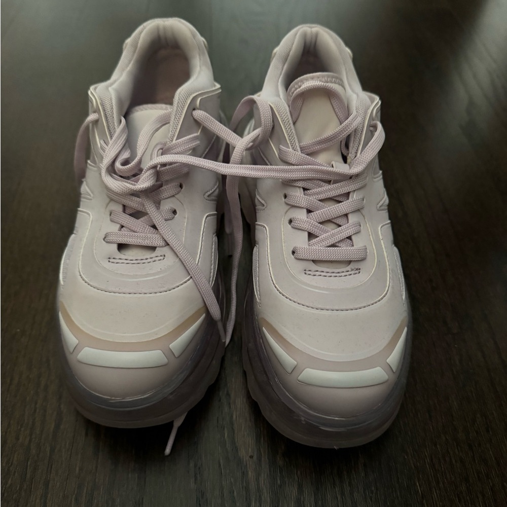 Lilac Sneakers with Chunky Sole and Mesh Upper